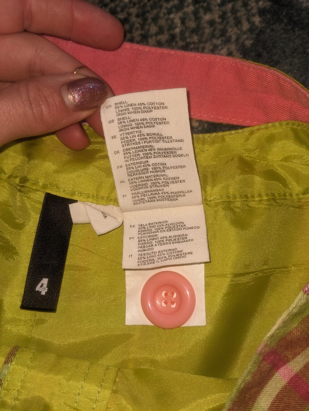 H&M Linen Cotton Blend A Line Colorful Flannel Print Skirt Size 4 - Picture 6 of 8
